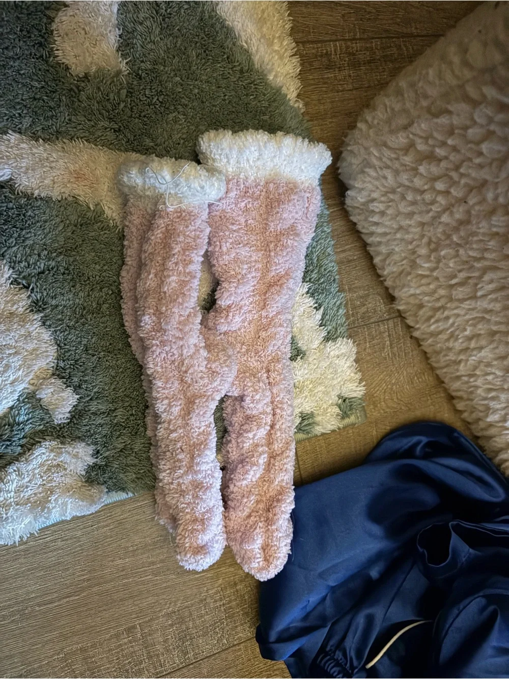 Plush Pink Fuzzy Cozy Leg Warmers with White Cuff